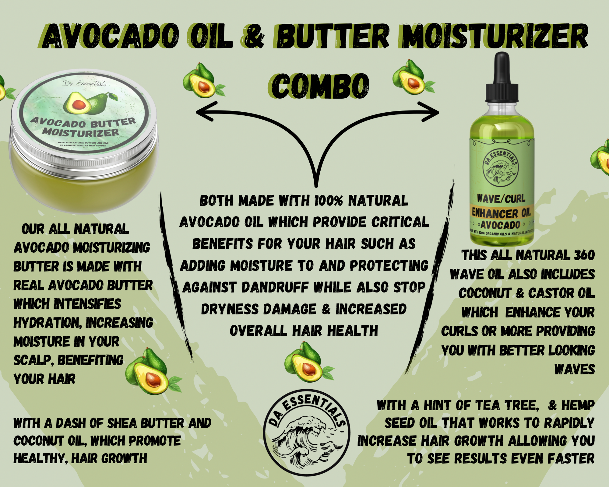 Avocado Oil, Butter & Shampoo Combo For 360 Waves