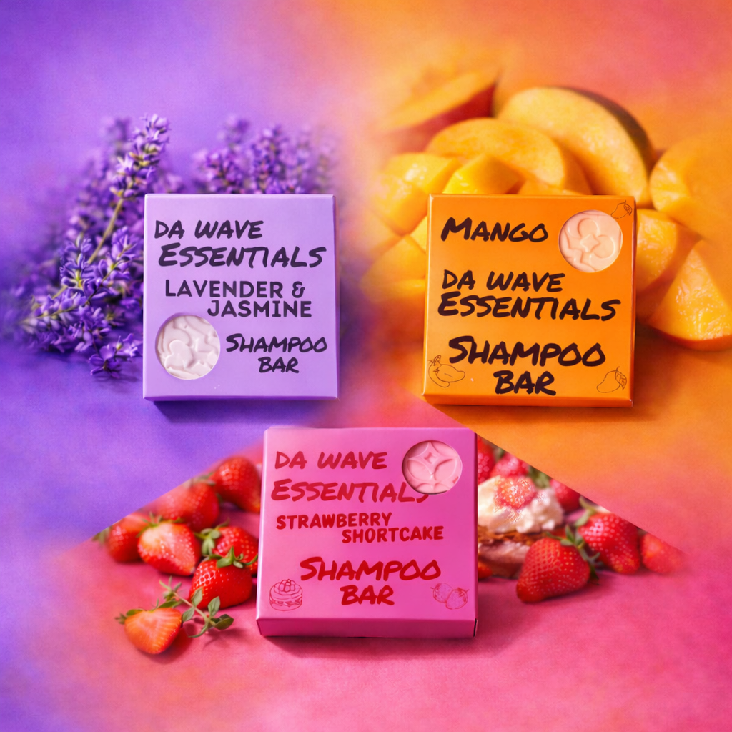 Moisturizing Shampoo Bar 3-Pack – Natural Solid Shampoo with Castor Oil & Coconut Oil for Dry, Wavy & Curly Hair