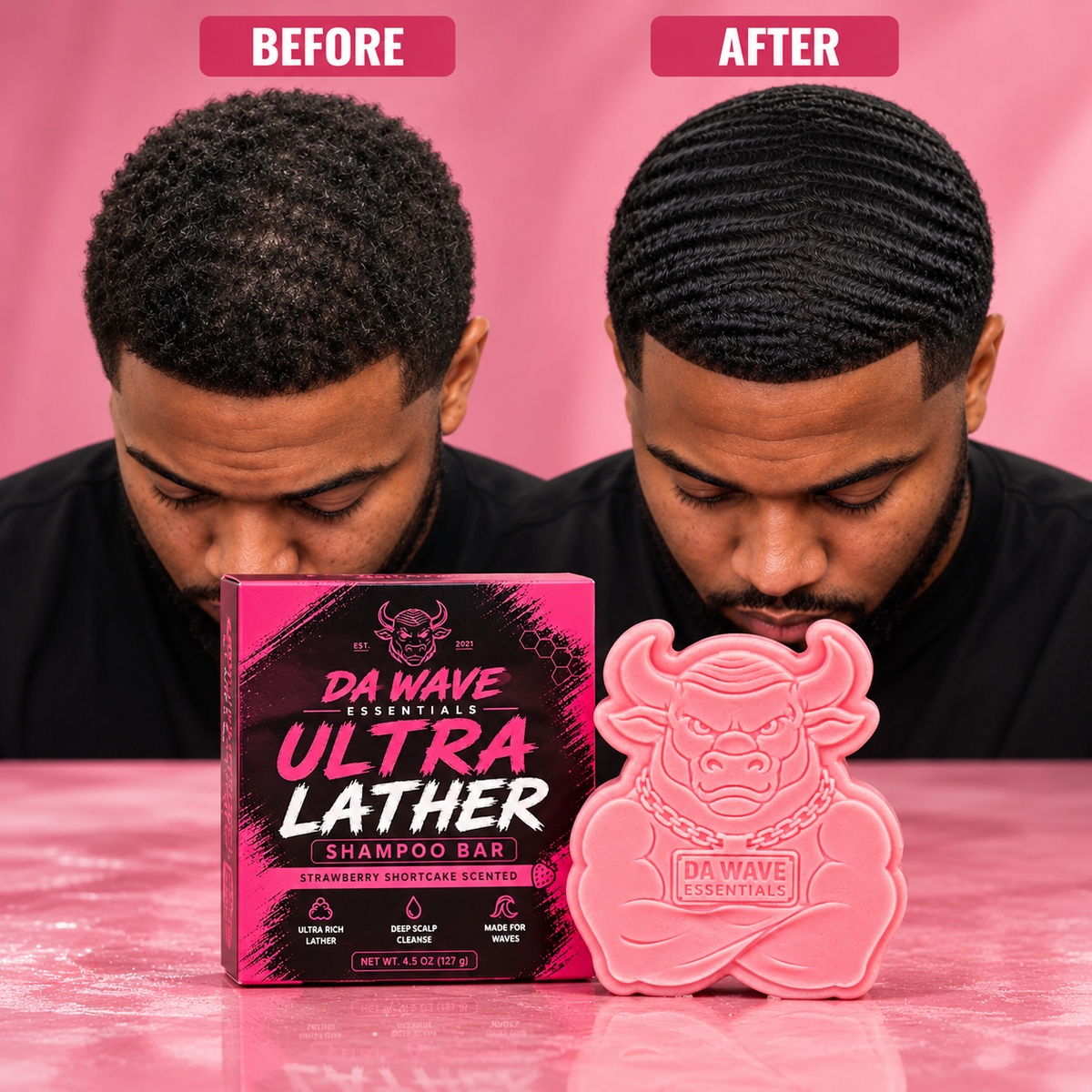 Strawberry Shortcake Ultra Lather Shampoo Bar – 1 LB Jumbo Bull Bar for 360 Waves