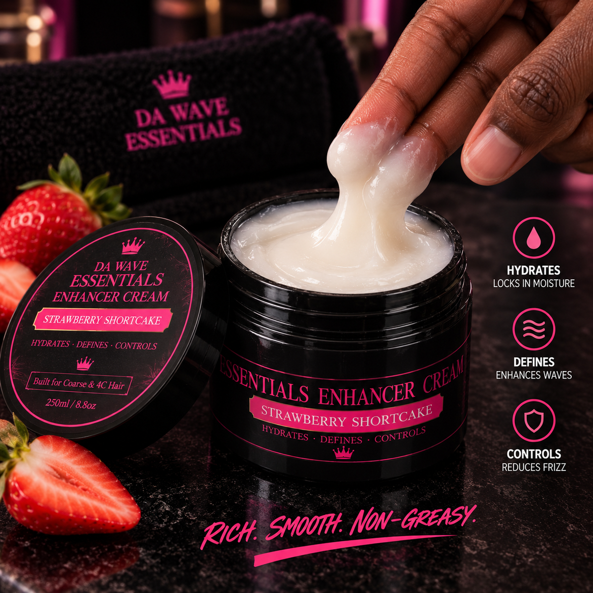 360 Wave Enhancer Cream Moisture + Define Curl Cream for 360 Waves Strawberry Shortcake