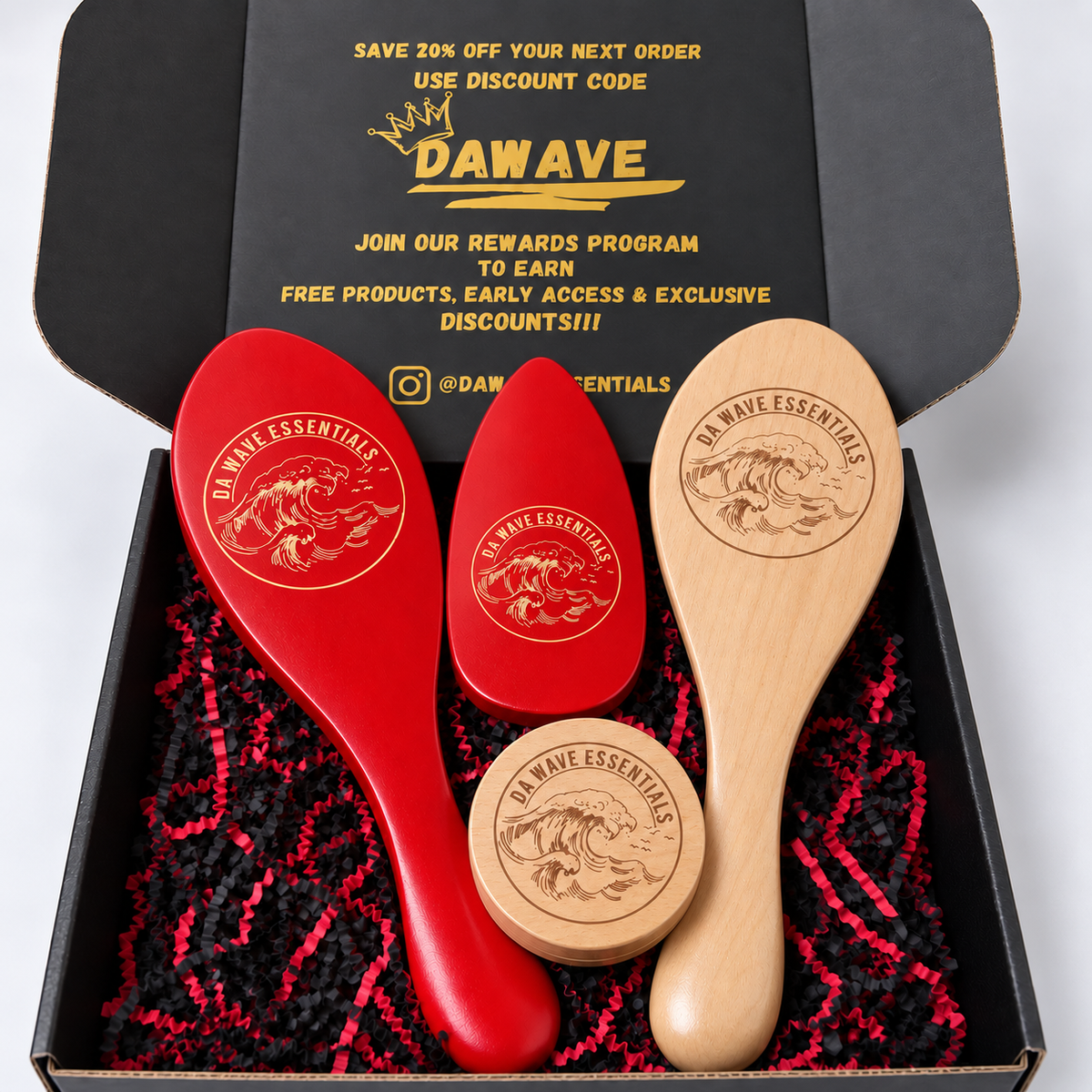 360 Wave Brush Bundle Hard, Medium & Soft Boar Bristle Set