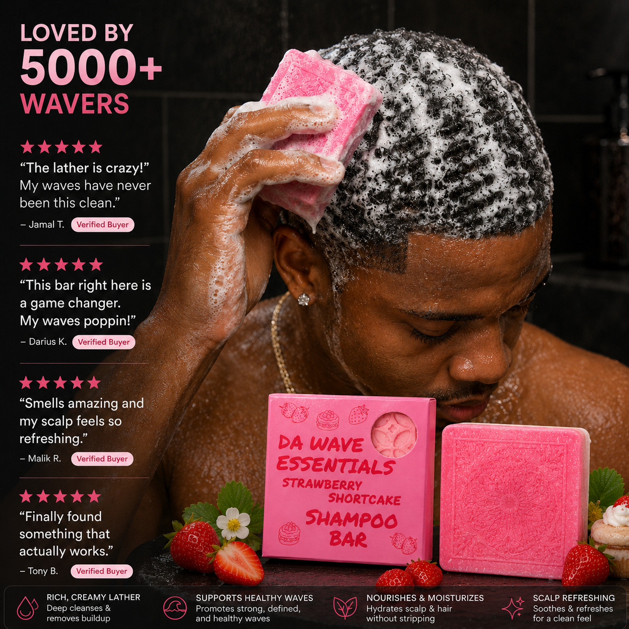 360 Wave Strawberry Shortcake Shampoo Bar For 360 Waves