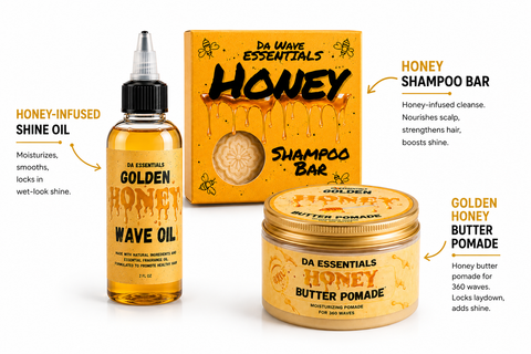 (NEW) Golden Honey 3-in-1 Wave Kit Shampoo Bar, Oil & Pomade
