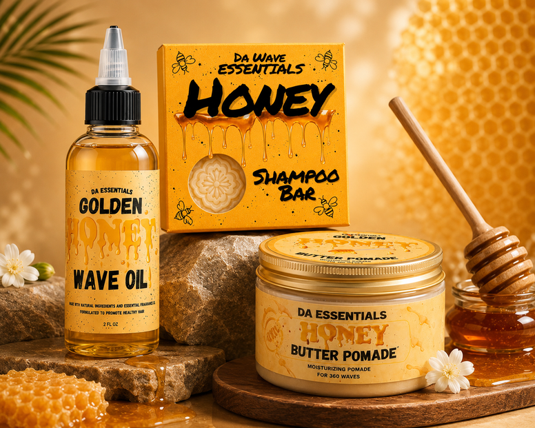 (NEW) Golden Honey 3-in-1 Wave Kit Shampoo Bar, Oil & Pomade
