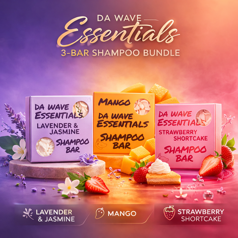 Moisturizing Shampoo Bar 3-Pack – Natural Solid Shampoo with Castor Oil & Coconut Oil for Dry, Wavy & Curly Hair